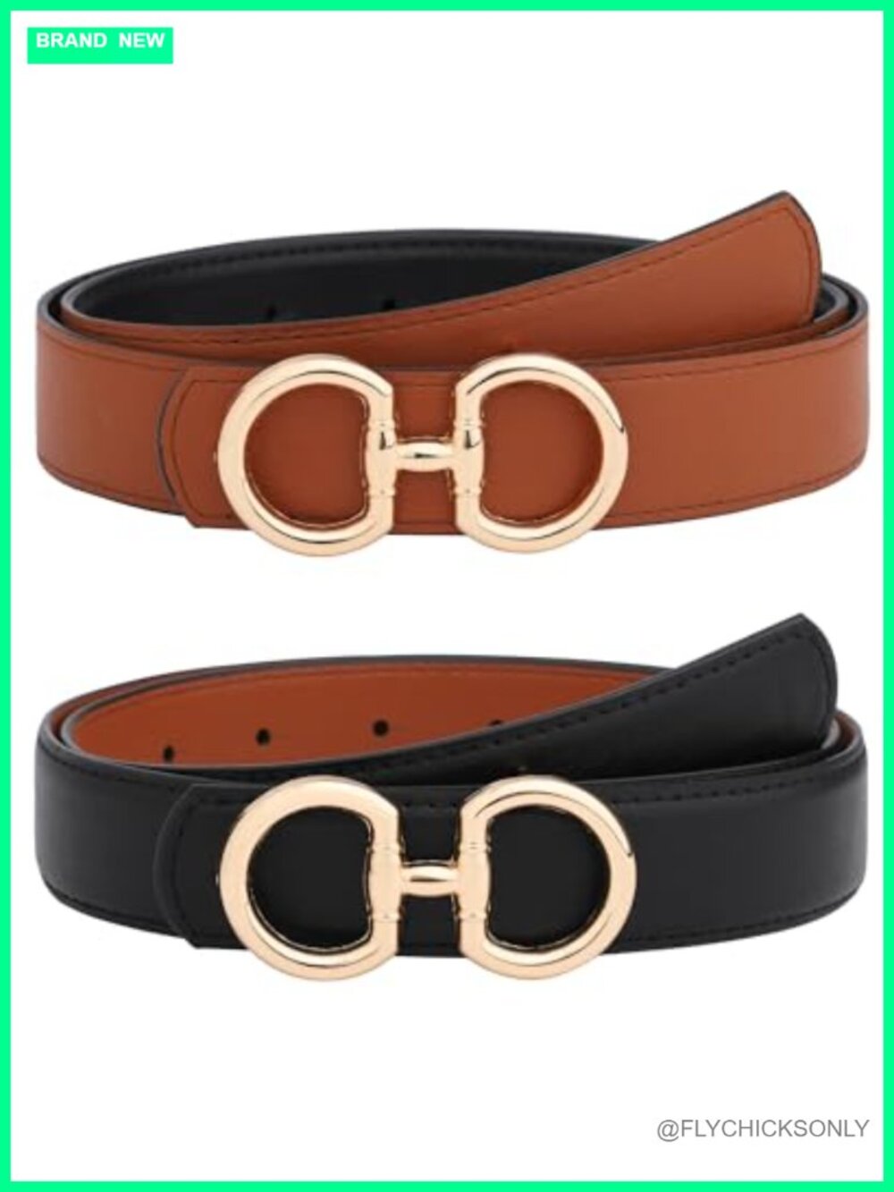 Reversible Leather Belt for Women Two-in-One PU Leather Belt with Removable
